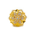 Royal CZ Flower 22k Gold Statement Ring