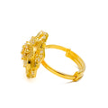 Royal CZ Flower 22k Gold Statement Ring