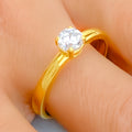 Petite Striped CZ Solitaire 22k Gold Ring