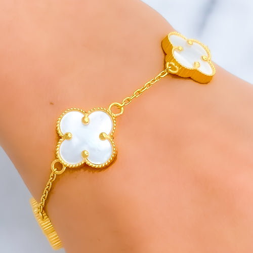Delicate Mother Pearl 21k Gold Bracelet 