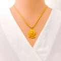 Brilliant Heirloom Tasseled 22k Gold Pendant Set 