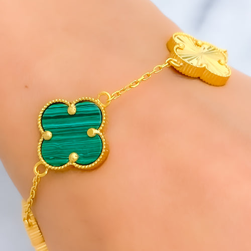Alternating Malachite 21k Gold Bracelet 