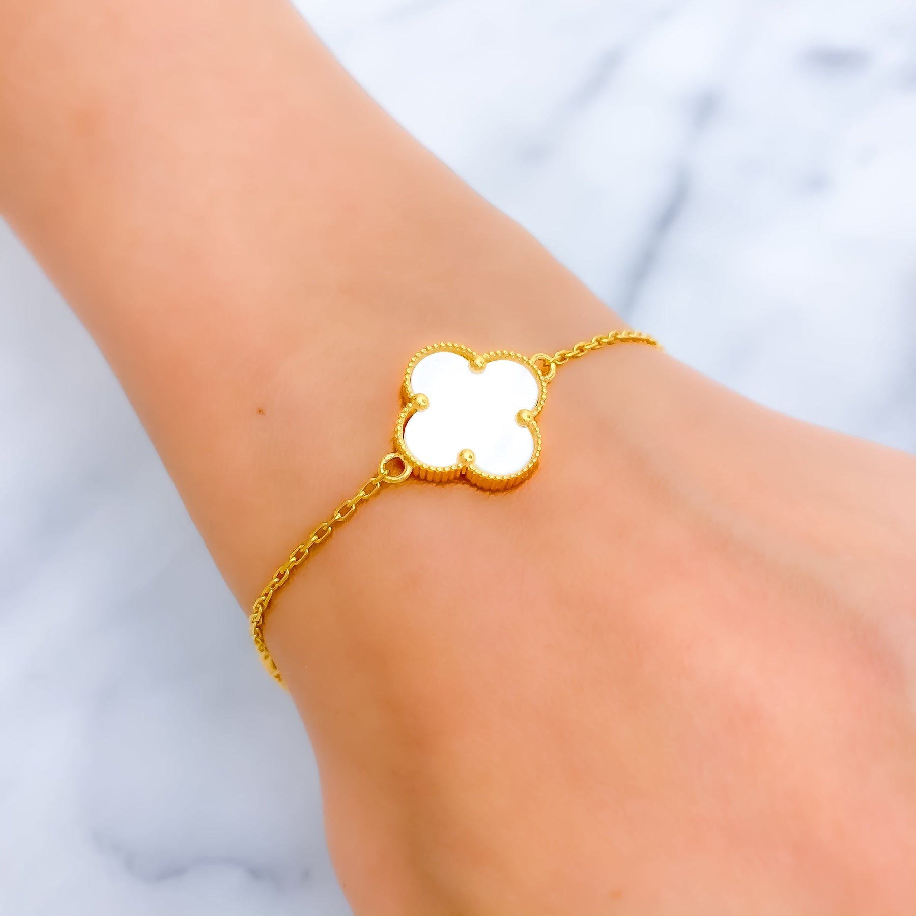 14k Gold Plated Black Clover Bracelet with Black Beads – La Lila Inc