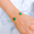 Graceful Malachite Flower 21k Gold Bracelet 