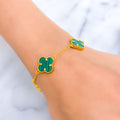 Graceful Malachite Flower 21k Gold Bracelet 