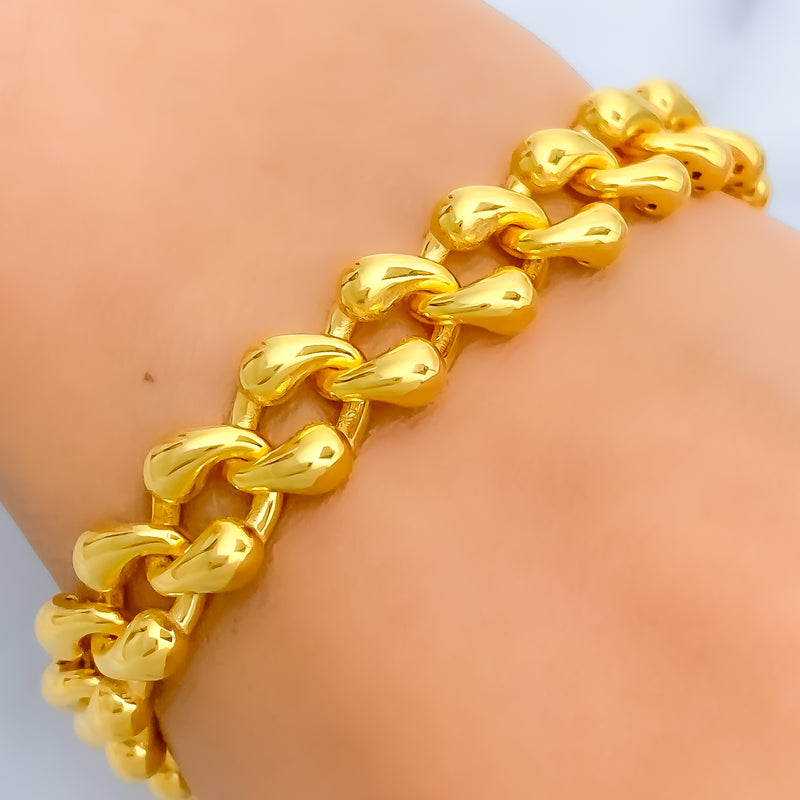 Hollow Interlinked 21k Gold Chain Bracelet 
