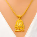 Elegant Tapering 22k Gold Floral Pendant Set