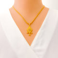 Distinctive Diamond Shaped 22k Gold Pendant Set