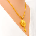 Radiant Floral Round 22k Gold Pendant Set 