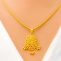 Traditional Festive Marquise 22k Gold Pendant Set 