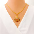 Versatile Vibrant 22k Gold Floral Dome Pendant Set