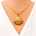 Versatile Vibrant 22k Gold Floral Dome Pendant Set