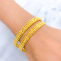 Refined Round Medium 22k Gold Bangle Pair 