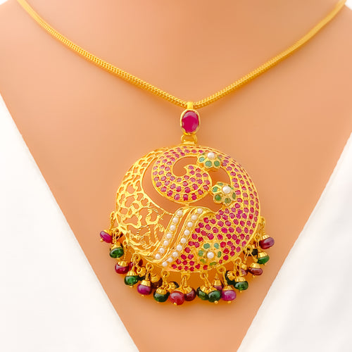 Majestic Floral Curve 22k Gold Pendant 