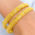 Intricate Floral Jali 22k Gold Bangle Pair 