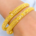 Intricate Floral Jali 22k Gold Bangle Pair 