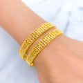 Radiant Reflective Floral Netted 22k Gold Bangles