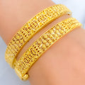 Radiant Reflective Floral Netted 22k Gold Bangles