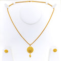 Radiant Floral Round 22k Gold Pendant Set 