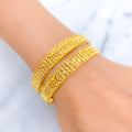 Radiant Reflective Floral Netted 22k Gold Bangles