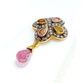 Glamorous Multi Tourmaline 22k Gold Polki Pendant Set