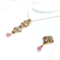 Glamorous Multi Tourmaline 22k Gold Polki Pendant Set