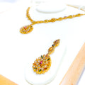 Priceless Evergreen Tourmaline 22k Gold Polki Necklace Set