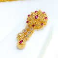 Extravagant Floral Ruby Drop 22k Gold Polki Necklace Set