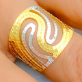 Two-Tone Dotted 21K Gold Band