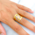 Two-Tone Dotted 21K Gold Band