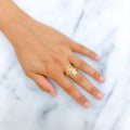 Dressy High Finish 21K Gold Curved Ring 