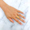 Trendy Striped 21K Gold Ring 