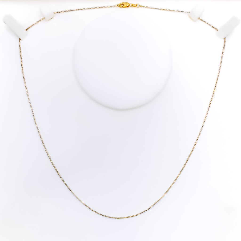 Delicate Thin Square Box 22K Gold Chain - 18