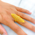 Charming Mesh 22k Gold Elongated Ring