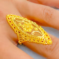 Blooming Floral 22k Gold Elongated Ring
