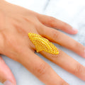 Unique Asymmetrical Striped 22k Gold Ring