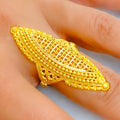 Distinct Fine Beaded 22k Gold Elongated Ring