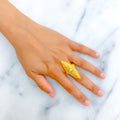 Dazzling Decorative 22k Gold Elongated Ring