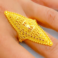 Dazzling Decorative 22k Gold Elongated Ring