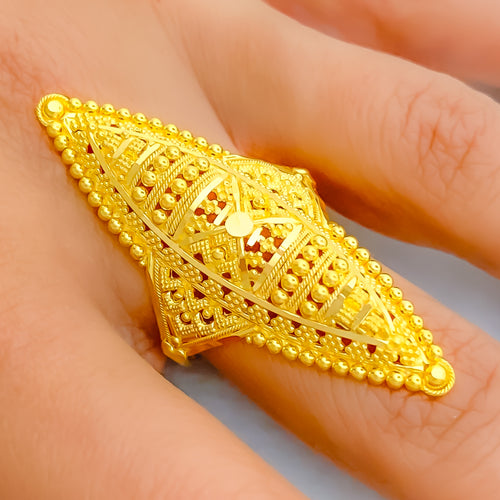 Dazzling Decorative 22k Gold Elongated Ring