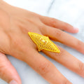 Dazzling Decorative 22k Gold Elongated Ring