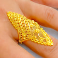 Beautiful Netted Floral 22k Gold Elongated Ring