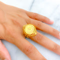 Netted Domed Marquise 21K Gold Ring