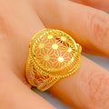 Reflective Floral Mesh 21K Gold Ring