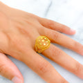 Reflective Floral Mesh 21K Gold Ring