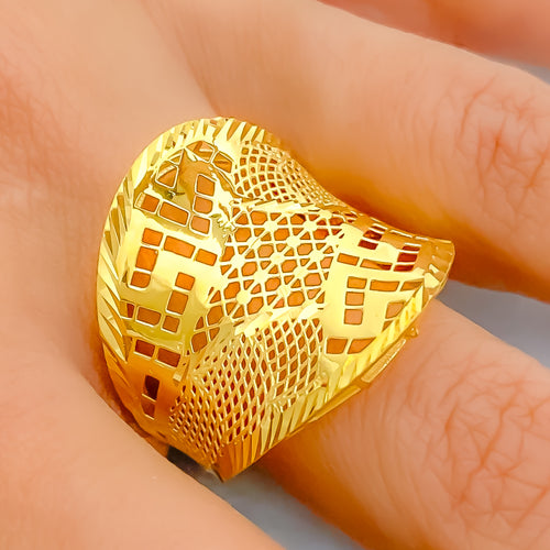 Elevated 21K Gold Mesh Ring