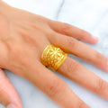 Draped Floral Net 21K Gold Ring