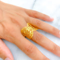 Fancy Overlapping Leaf 21K Gold Ring