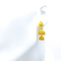 Golden Intricate Leaf Adorned 22k Gold Jhumki Earrings 