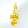 Golden Intricate Leaf Adorned 22k Gold Jhumki Earrings 